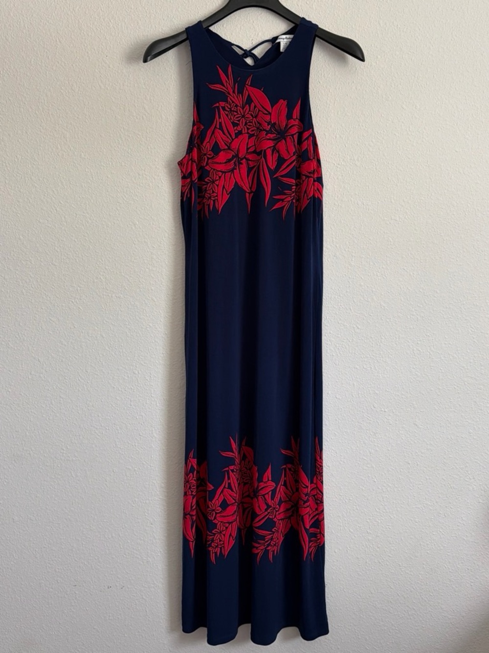 Tommy Bahama Navy Maxi Dress with Red Floral Print